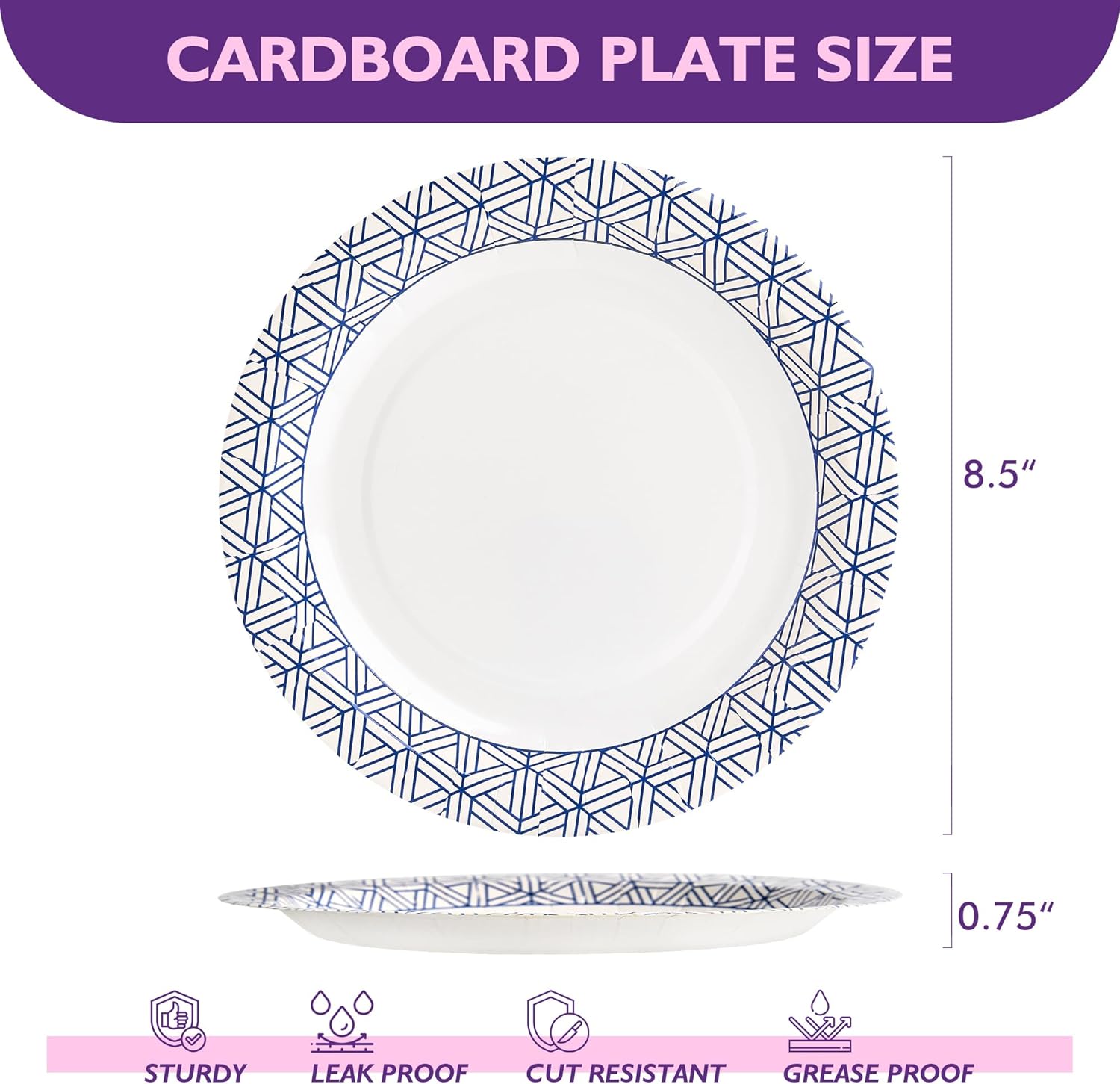 Regine Switzerland Disposable Paper Plates - Heavy Duty, Soak Proof, 8.5 Inch, 300 Count for Parties & Picnics
