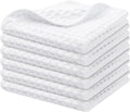 Homaxy Microfiber Dish Cloths - Ultra Absorbent Waffle Weave | 12x12 Inch, 6 Pack, White