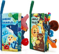 Hahaland Baby Toys - 2-Pack Crinkle Books for Infants | Soft Cloth Sensory Touch Books for 0-6 Months