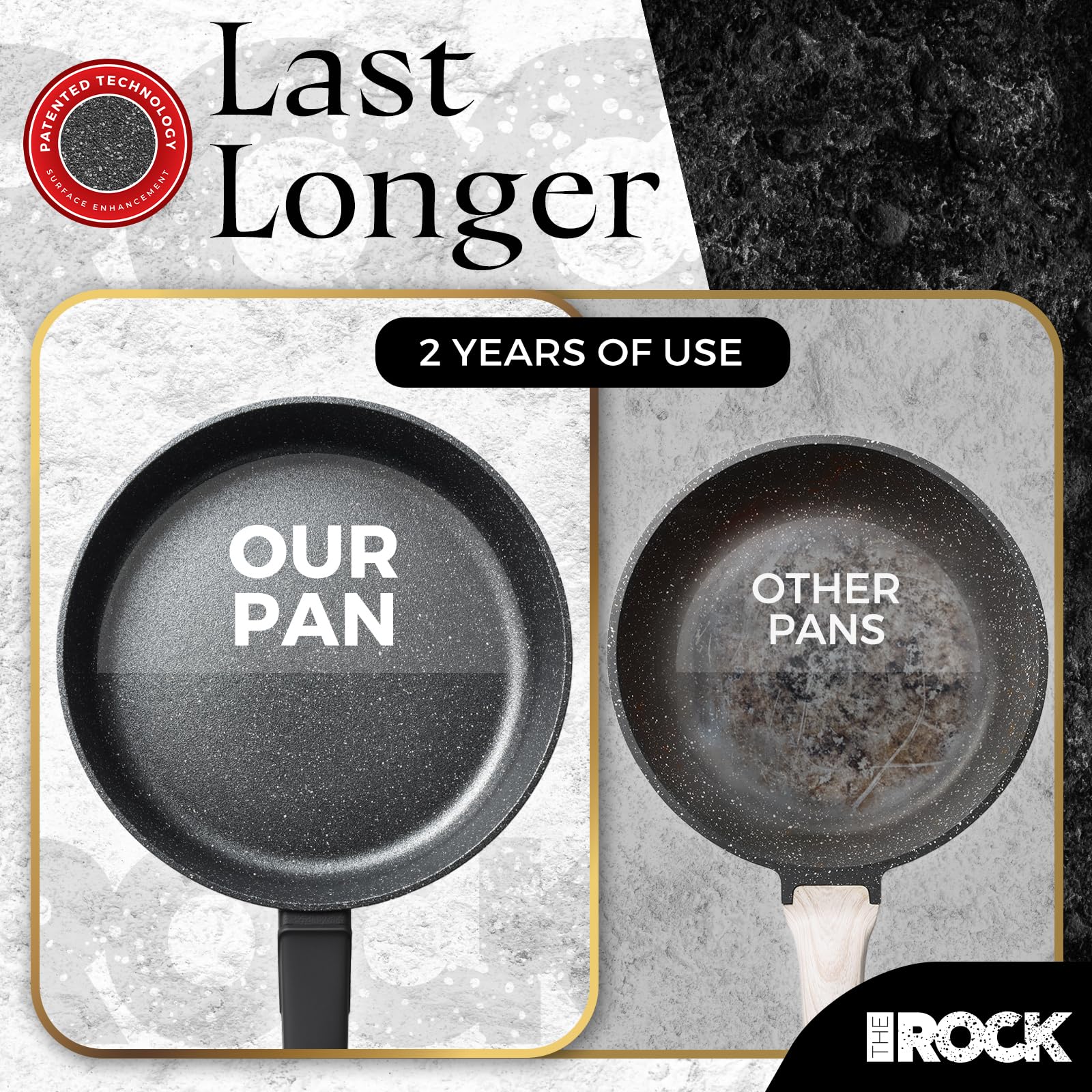 THE ROCK SOHO 12.5-Inch Nonstick Frying Pan – Compact for Urban Kitchens, Nothing Sticks, Never Warps, Lasts Longer, Oven & Dishwasher Safe, Black