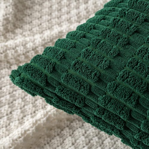 MIULEE Euro Sham Pillow Covers - Soft Dark Green Corduroy | 24x24 Inch Boho Striped Decor for Sofa & Bed
