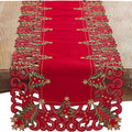 SARO LIFESTYLE Pandoro Collection Holiday Christmas Tree Table Runner, 16" x 68", Red