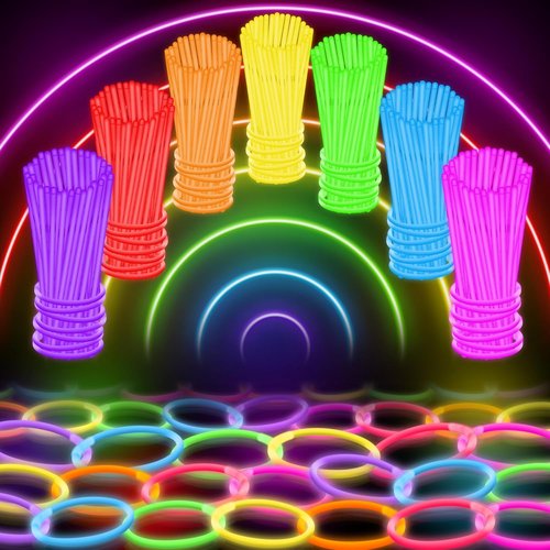 Glow Sticks Bulk Party Pack - 100 Ultra Bright Glow in the Dark Party Favors | 8-Inch Sticks with Bracelets & Necklaces