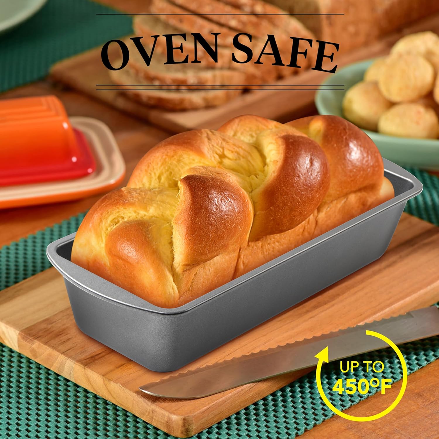 Tiawudi Extra Large Nonstick Bread Pan Set - 13" x 5" Rectangular Loaf Tins for Perfect Baking