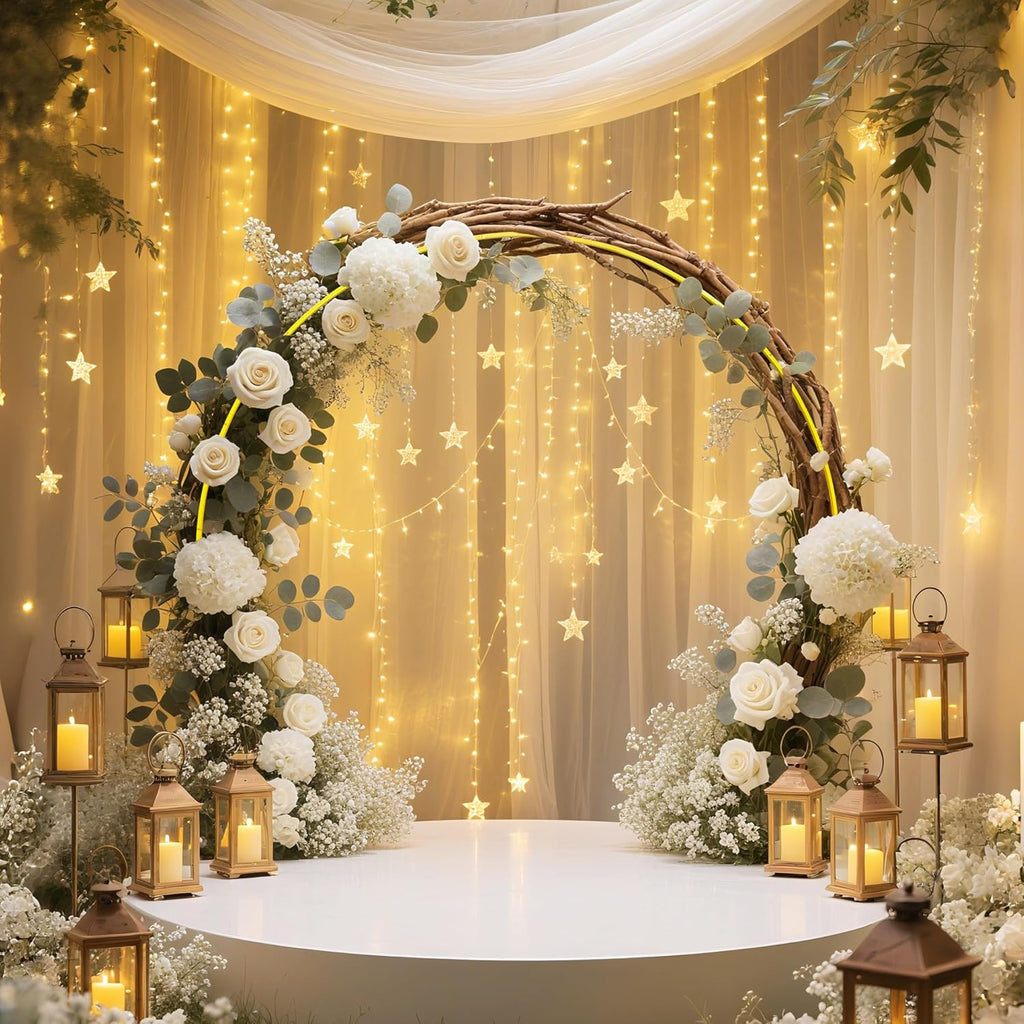 Skiennix Round Balloon Arch Stand - 8FT Gold Metal Circle Frame for Weddings & Events
