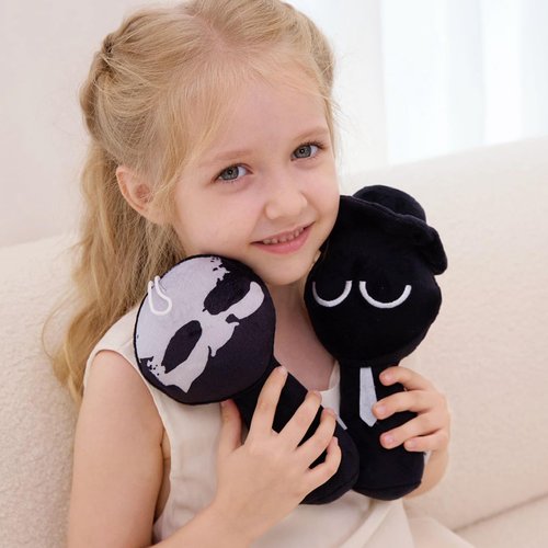 WMP® Sprun Plush, Sprun Game Plush Toys, 2PCS Plush Toys, Horror Games Plushies Toy for Fans, Soft Stuffed Animal Pillow Figure Doll Christmas Birthday Gifts for Adult Kids (9" Black +Black)