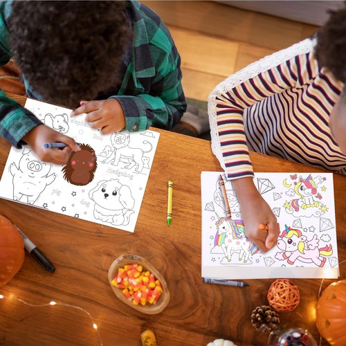 500 Pcs Disposable Paper Placemats Coloring Activity Sheets Paper 14"x10" Table Mats Disposable Dining Table Placemats Unicorn Coloring Placemat for Restaurant Thanksgiving Christmas Party DIY