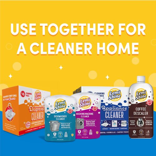 Lemi Shine Foaming Garbage Disposal Cleaner and Deodorizer - Citric Acid Cleaning Powder - Fresh Lemon Scent - 16.92 oz (16 Pack)
