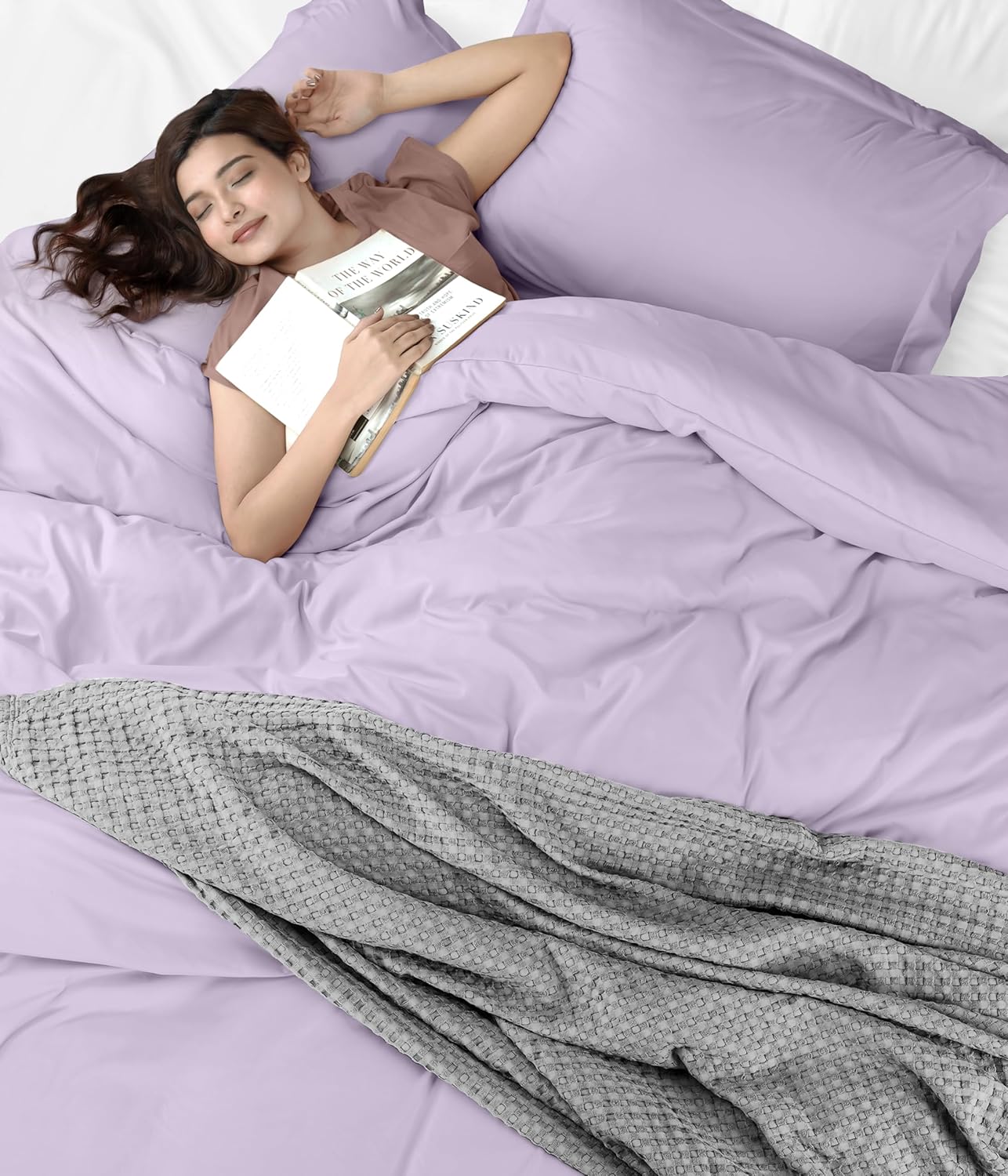 Utopia Bedding Duvet Cover Set - 3 Piece Queen Size with Zipper Closure | Lavender 90x90 Inches & 2 Pillow Shams