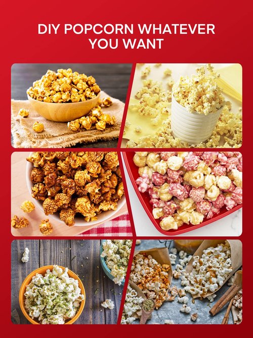Popcorn Machine, FOHERE 6.3 Quarts Electric Hot Oil Popcorn Popper Machine with Stirring Rod, Large Lid for Serving Bowl and Convenient Storage, Removable & Nonstick Plate, 28Cups, Two Measuring Cups