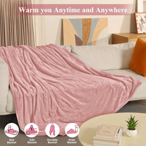 COZYTY Electric Blanket Full Size, Super Soft Cozy Upgraded Flannel Heating Blanket with 6 Heating Levels & 1-10 Hours Auto Off, Fast Heating & Overheat Protection, 72" x 84", Candy Pink