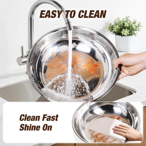WARMOUNTS Gold Chafing Dishes for Buffet 4 Pack, 5QT Stainless Steel Round Chafers and Buffet Warmers Sets with Glass Lid & Lid Holder, Stackable Design, for Catering Events, Parties, Weddings