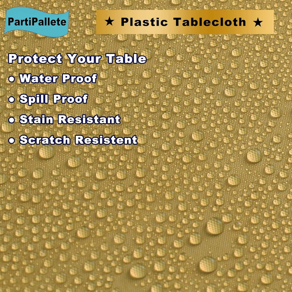 Skiennix Premium Gold Tablecloths - 3-Pack Disposable 54" x 108" Rectangle Covers for Parties & Events
