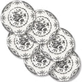 HomeElves Dinner Plates Set of 6, Ceramic Kitchen Plates Microwave Safe Plates, 10.5 Inch Porcelain Dinner Plates Floral, Black