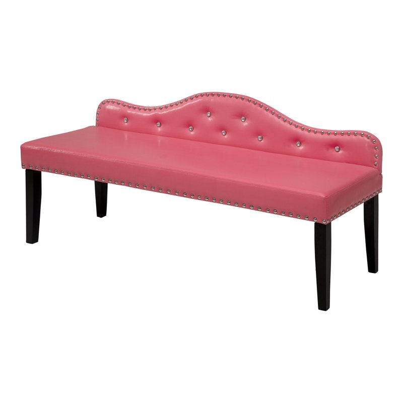 Contemporary Faux Leather Upholstered Bench - Pink