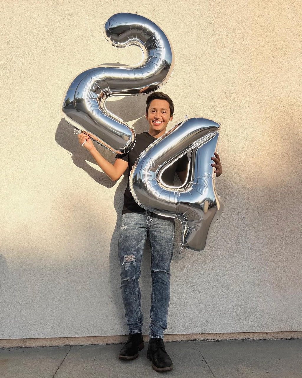 Number 4 Balloon - 40 Inch Silver Foil Balloon for 4th Birthday Party Decorations