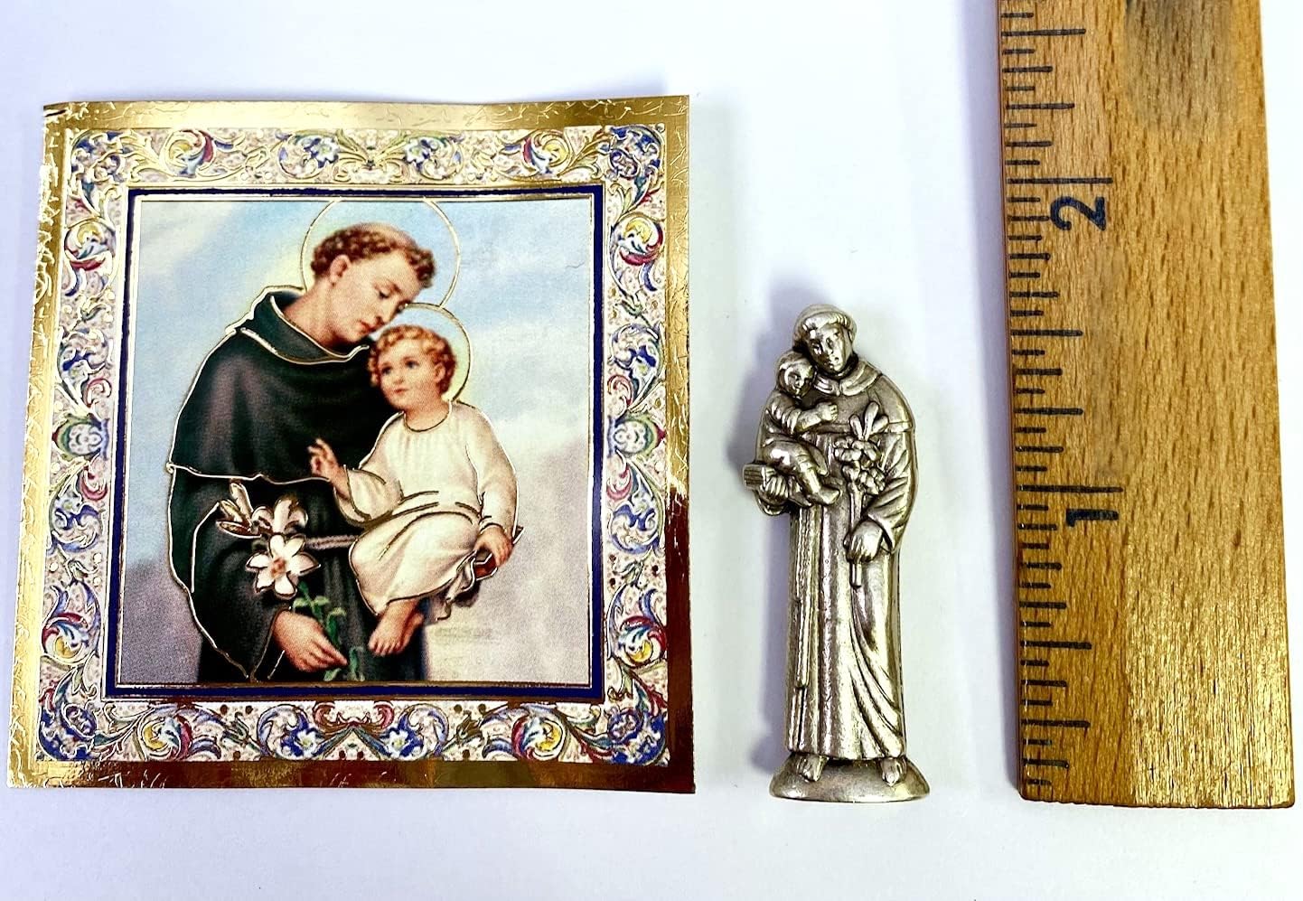 St. Anthony Mini Statue Gift Set - 1 Inch Long Statue with Prayer Card | Perfect Religious Gift