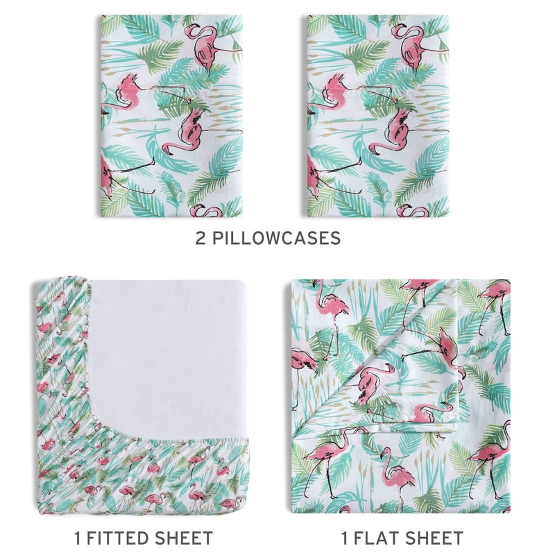 King Coastal Print Microfiber Sheet Set - Flamingo Paradise