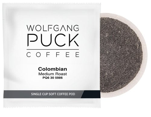 Wolfgang Puck Coffee, Colombian Organic Fair Trade, 9.5 Gram Soft Pod, 18 Count (Pack of 6)
