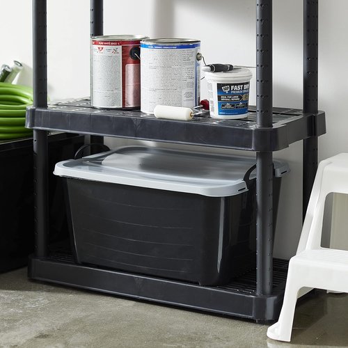 Life Story 55 Quart Heavy Duty Stackable Storage Bins - Versatile Lightweight Organizers | Black/Gray
