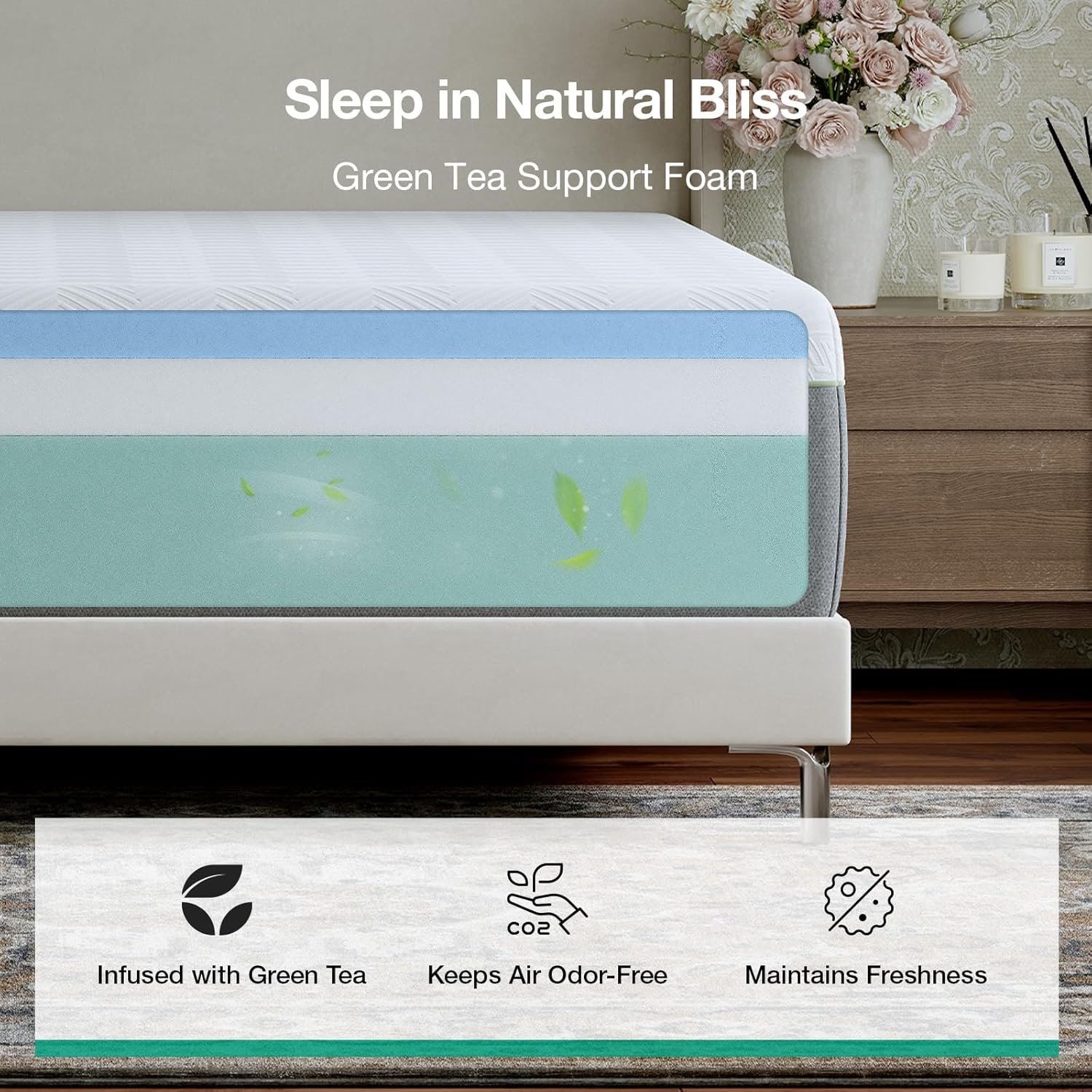 Novilla Bliss Queen Size Memory Foam Mattress - 10 Inch Cool-Touch Nylon Cover for Refreshing Sleep & Pain Relief