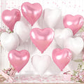 Heart Balloons by Pink White | 12 Pcs Light Pink Foil Balloons - 18 Inch for Baby Shower, Birthday, Wedding Decor