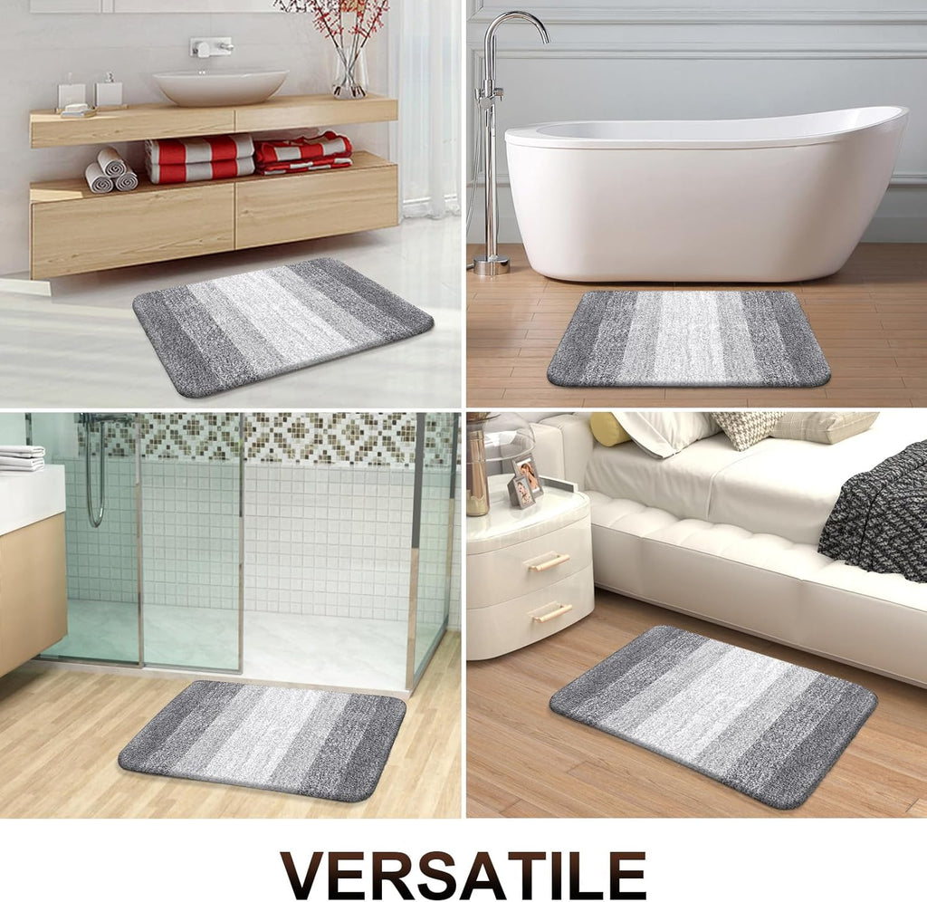 OLANLY Bathroom Runner Rug - Extra Soft Microfiber Mat | Quick Dry & Washable 59x20, Light Grey