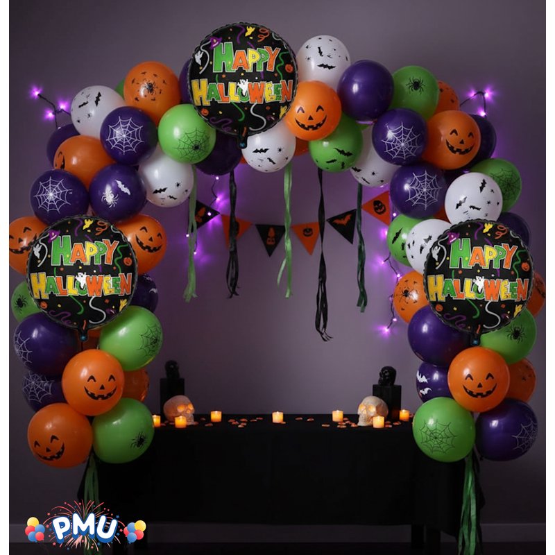 Halloween Ghost Mylar Balloon Pack - 18 Inch Colorful Foil Balloons for Parties - Happy Halloween, 10 Pack