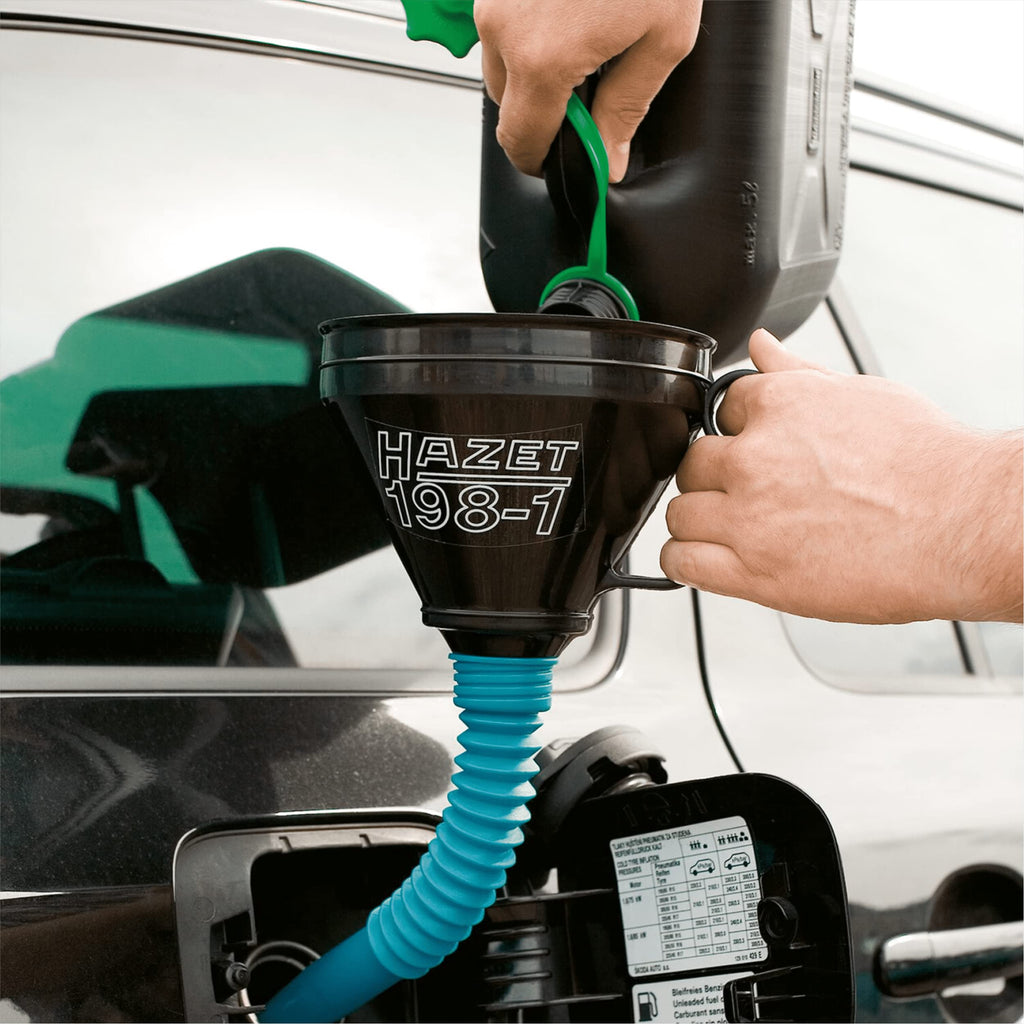 HAZET Funnel 198-1 I Filling Funnel with Flexible Hose I 40.57 Ounces Filling Capacity I Filling Vehicle Tanks and Canisters Effortlessly with Ad-Blue, Diesel and Gasoline, Oil and Other Liquids