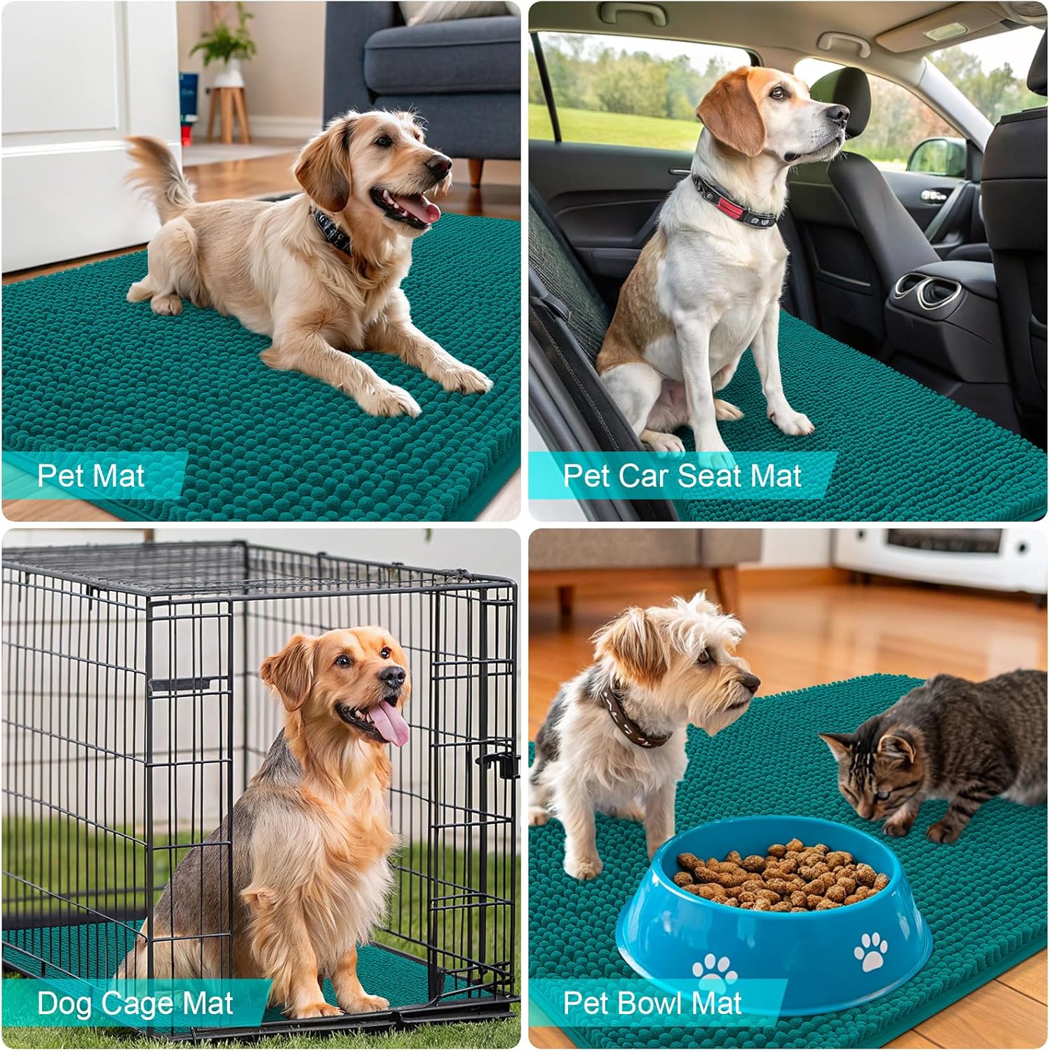 OLANLY Dog Door Mat - Absorbent Non-Slip Washable Doormat for Muddy Paws | 32x20, Lake Blue