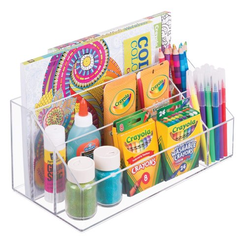 iDesign Clarity Cosmetic Palette Organizer for Vanity or Cabinet to Hold Makeup, Nail Polish, Cosmetic Accessories - 5 Compartments, Clear