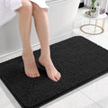 OLANLY Bathroom Rugs - Extra Soft Chenille Bath Mats with Rubber Backing | 24x16, Quick Dry, Machine Washable, Black