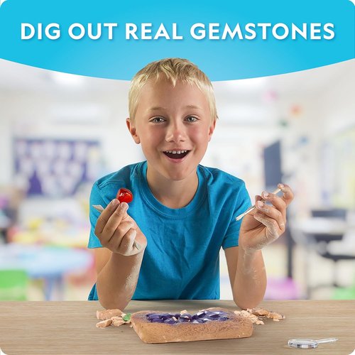 National Geographic Mega Gemstone Dig Kit - Discover 15 Real Gemstones & Crystals | Fun Science Kit for Kids