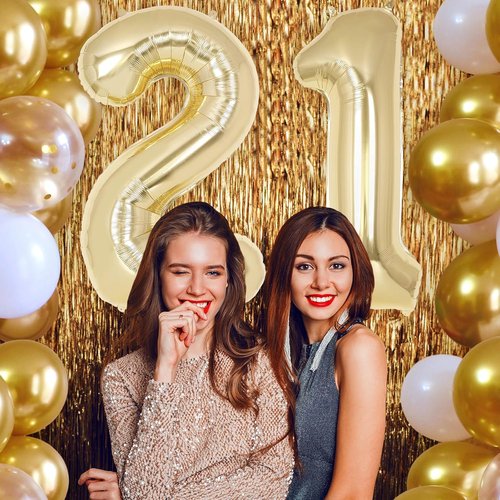 Champagne Gold Large Number 1 Balloon - 40 Inch Light Gold Foil Mylar for 1st Birthday & Anniversary Celebrations