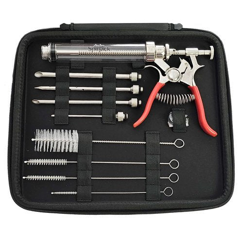 SpitJack PULSE Meat Injector Gun and Injection Syringe for BBQ. Marinade Flavor Injector for Smoked Brisket, Chicken, Ribs, Pork Butt, and Turkey. Competition Barbecue Smoker Accessories Tool.