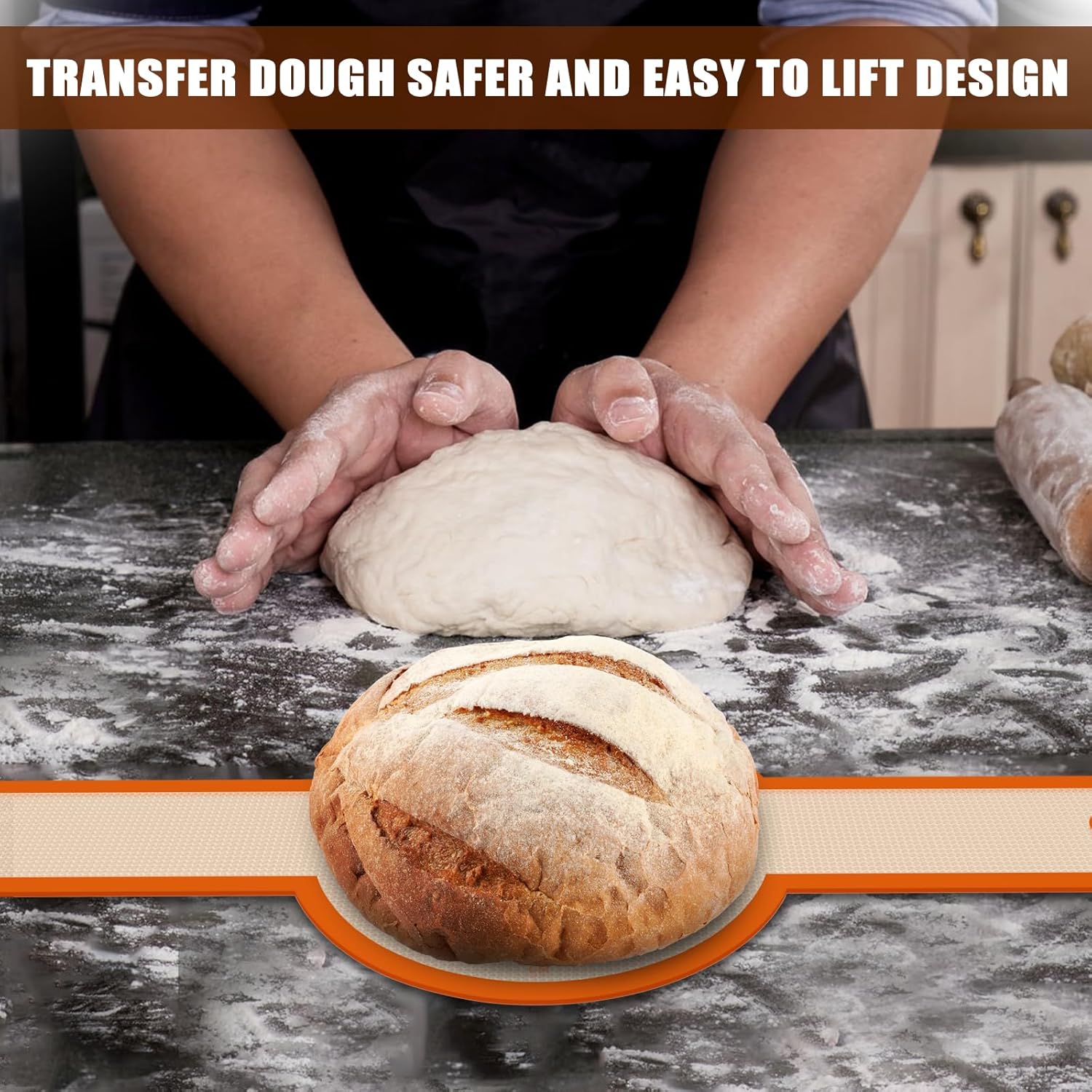 Skiennix Silicone Bread Sling - Non-Stick & Easy to Clean Baking Mat Set | 2 Reusable Sourdough Tools