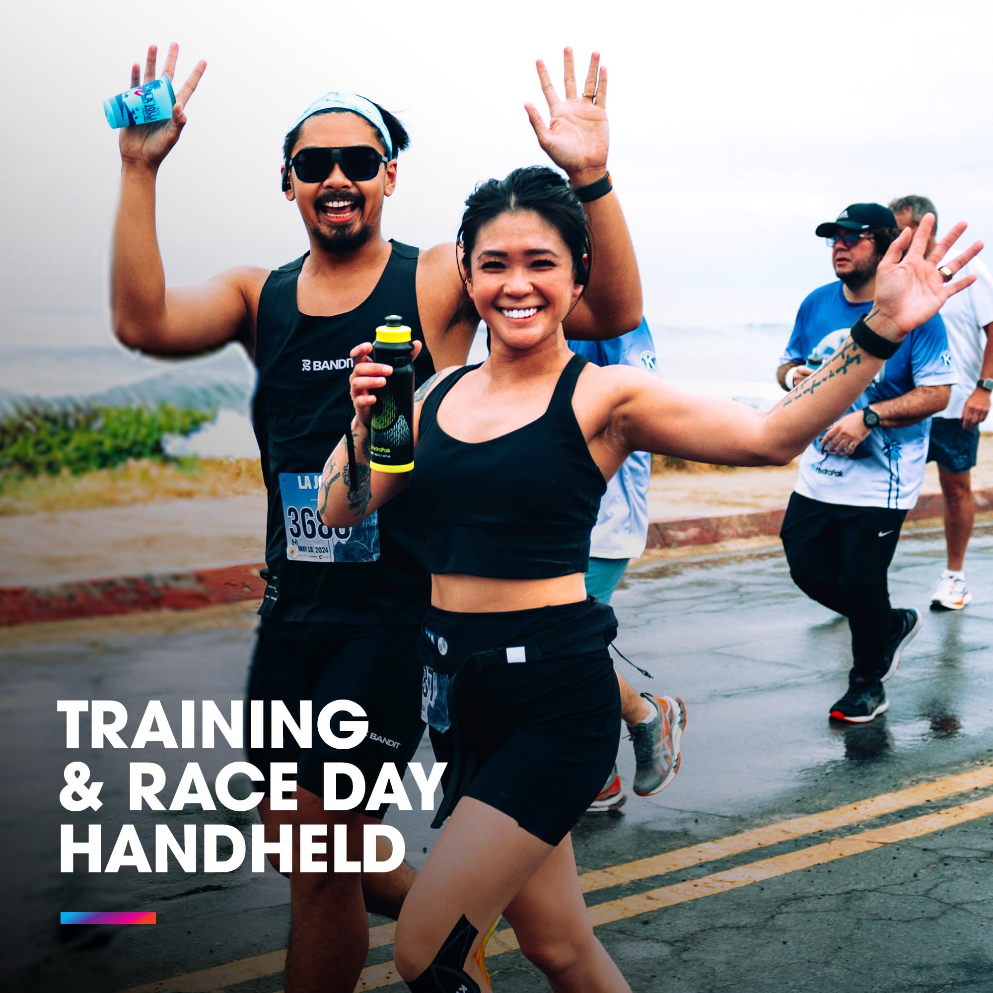 HydraPak Tempo Pro 525ml - Handheld Running Squeeze Bottle for Training and Race Day Hydration with Removable Strap (525ml/17oz) - Blue