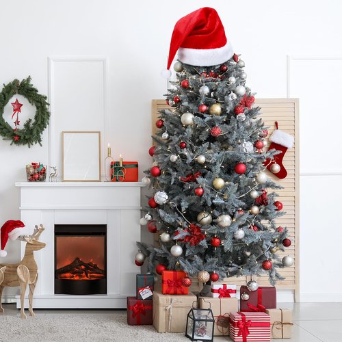 Gejoy 26 x 15 Inch Christmas Tree Topper Large Santa Tree Topper Red Santa Hat Christmas Trees Ornament for Winter Xmas Holidays Party Decorations (Classic)