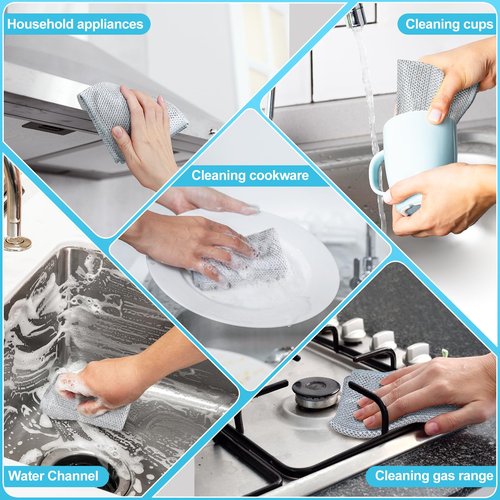 VMKBL 10 Pcs New Upgraded 3 Layers Non Scratch Wire Dishcloth, Multipurpose Wire Steel Wool Scrubber, Wet & Dry for Cookware, Sinks, Dishes, Stoves & Fireplaces 9.87“ x 9.87”