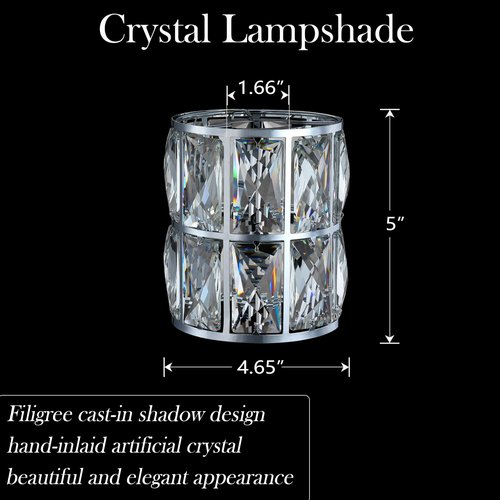 Doraimi Lighting 2 Pack Crystal Shade Replacement,Ceiling Fan Light Drum Lampshades Chrome Finish for Chandelier Vanity Lights Wall Sconces Pendant Light,1.66" Fitter Size 5" high*4.6" Diameter
