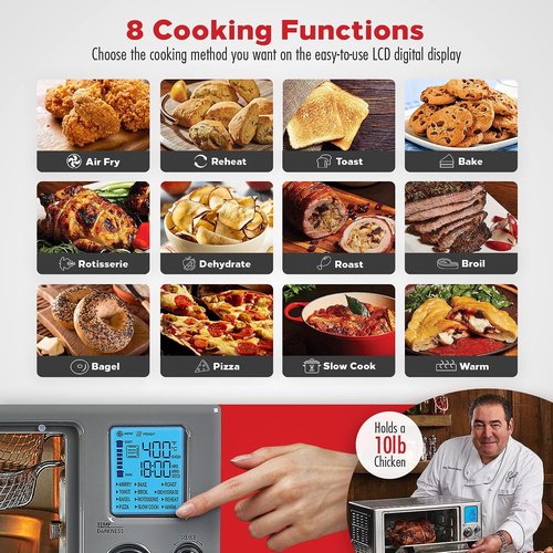 Emeril Lagasse 360 Stainless Steel Air Fryer - XL Capacity with 12 Cooking Functions & 360° Quick Cook Technology