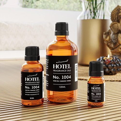 AirScent Hotel Diffuser Oil No. 1004 - Premium White Tea, Oakmoss & Vanilla Fragrance - 10 mL Glass Dropper Bottle