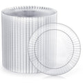 FOCUSLINE 100 Count Clear Plastic Plates 7 Inch, Disposable Heavy Duty Salad Dessert Plates- Premium Hard Plastic Plate Fancy Disposable Clear Plate for Weddings, Parties and Events