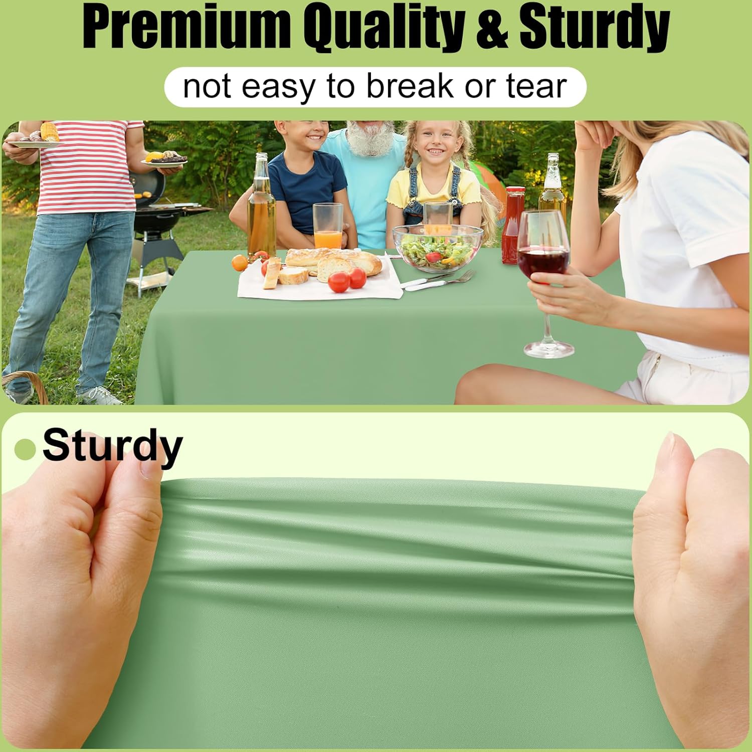 Smiry Disposable Tablecloths - Waterproof Plastic Covers for Parties | 54 x 108 Inch | Sage Green - 3 Pack