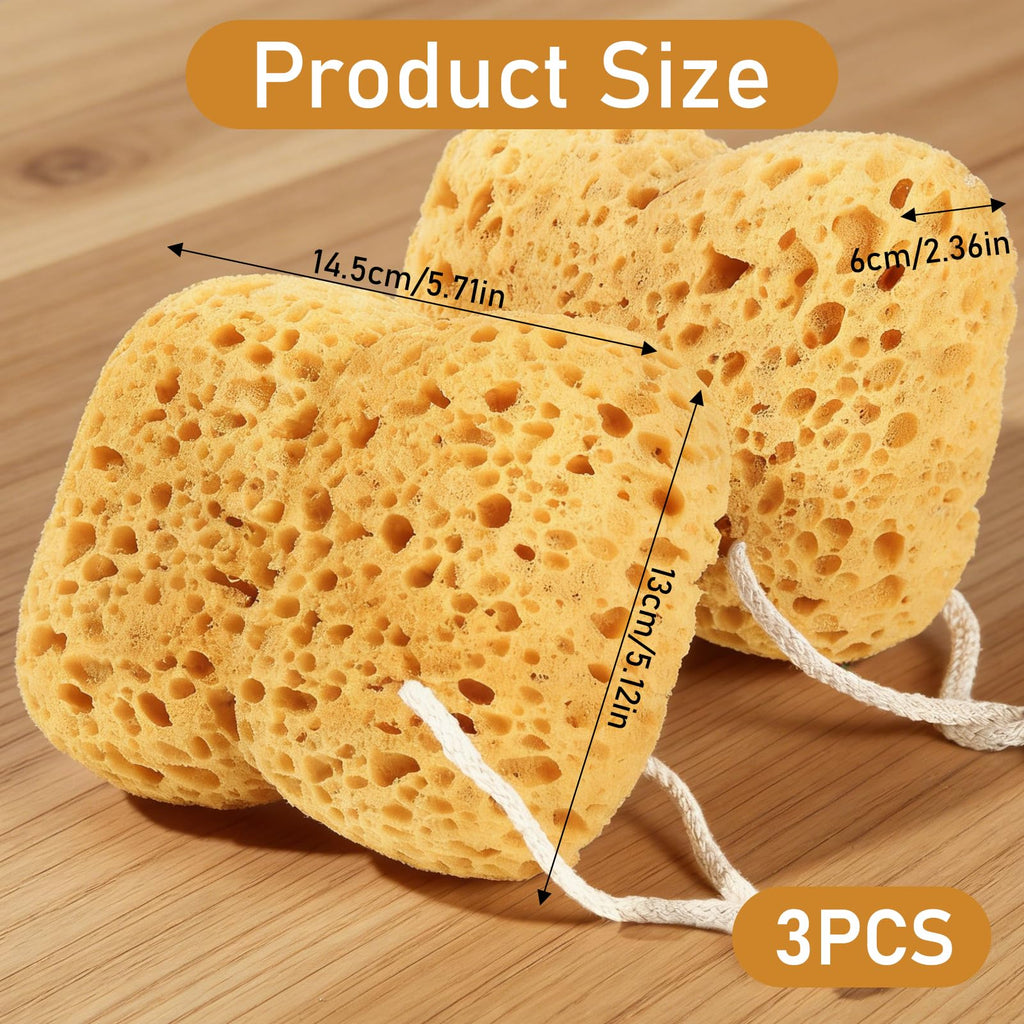 Qianyu 3 Pcs Bath Sponge Foam Loofah Exfoliating Body Sponge Dense Foam Reusable Body Wash Shower Pouf Washing Scrubber for Bathroom Gentle Deep Cleaning Dry Skin Women Men Bathing Accessories