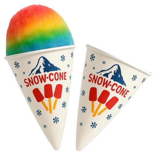 Concession Essentials Paper Snow Cone Cups, 6 oz, Wax Coated, Leakproof Water Cups for Shaved Ice, Water Cooler Dispenser, 100 Count