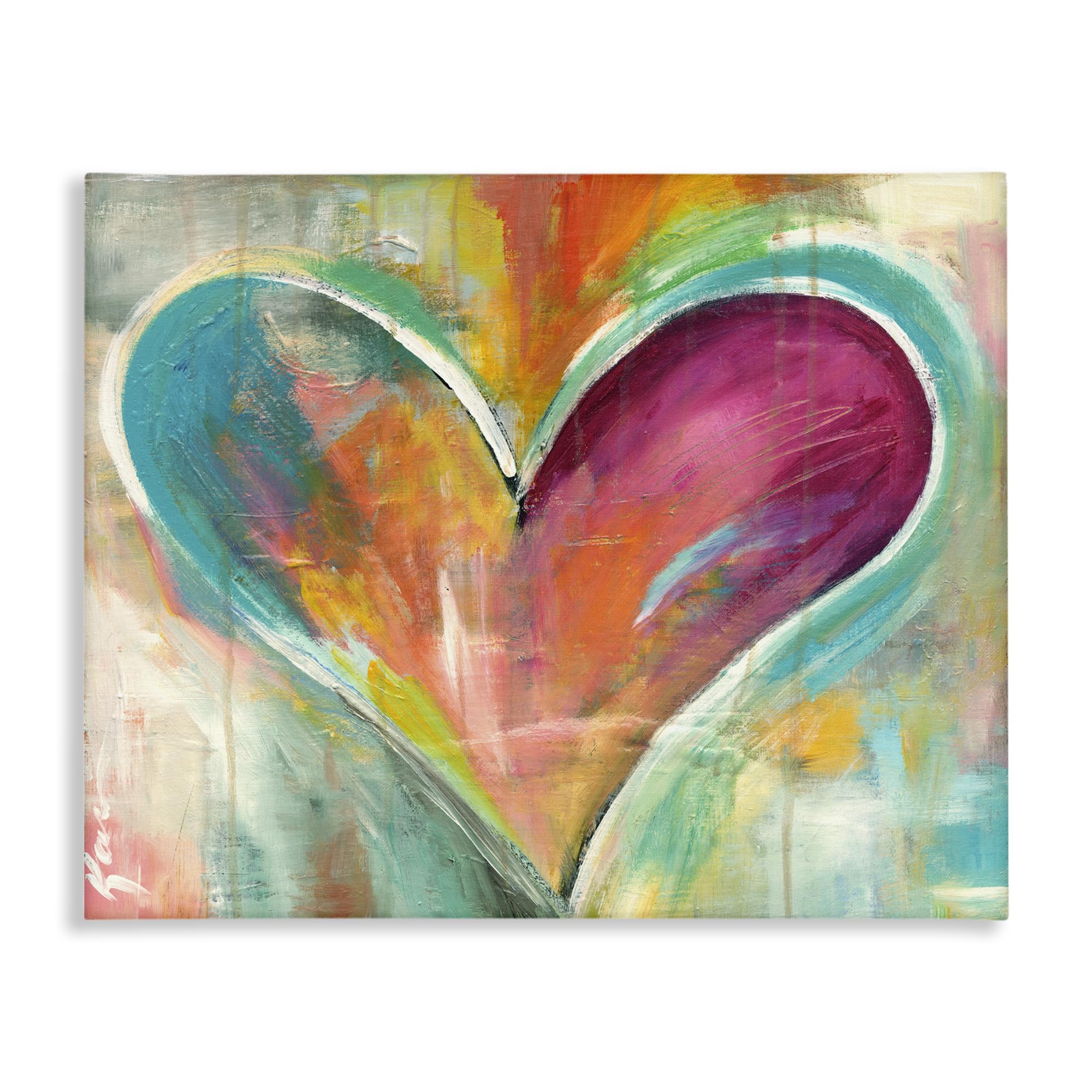 Stupell Industries Abstract Textural Heart Painting, Designed By Kami Lerner, 40 x 30, Canvas Wall Art