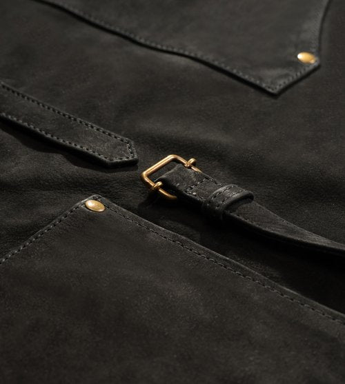 Angus Stoke Premium Leather Apron - Full Leather handcrafted Apron for BBQ, cooking, barber - adjustable black Chef apron Henry (black)