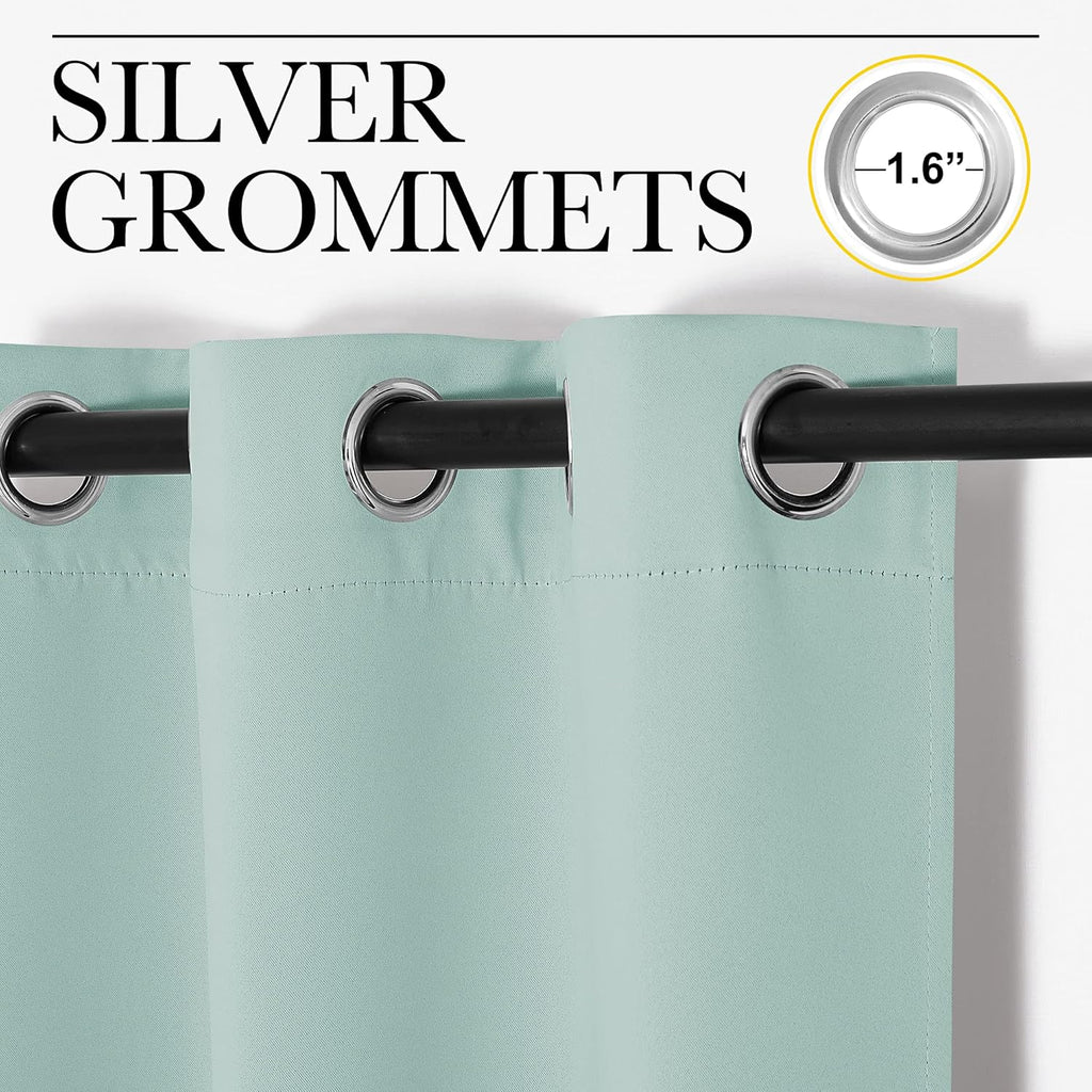 NICETOWN Thermal Insulated Blackout Curtains - Room Darkening Grommet Drapes, Aqua Blue, Set of 2 (29x45 inches)