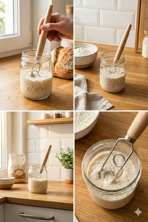 New England Sourdough Starter Co. Sourdough Starter Whisk - Small Size for Jars | Enhance Mixing for Superior Baking Results